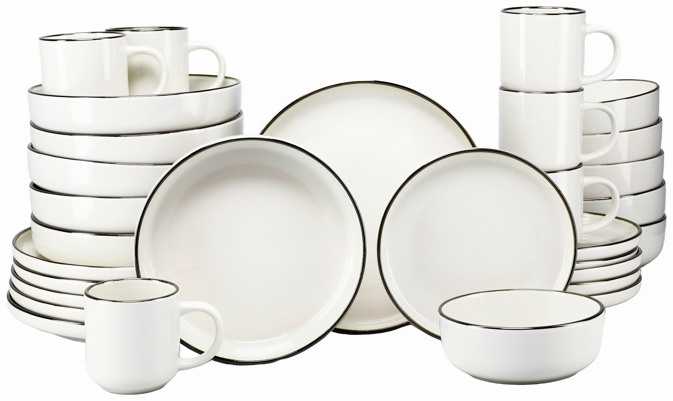 KOMPLETT SERVIS Nordic Festive Creme 30 delar  - guldfärgad/cremefärgad, Basics, keramik - Creatable