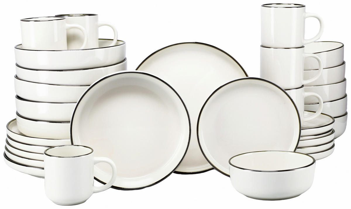 KOMPLETT SERVIS Nordic Festive Creme 30 delar  - guldfärgad/cremefärgad, Basics, keramik - Creatable