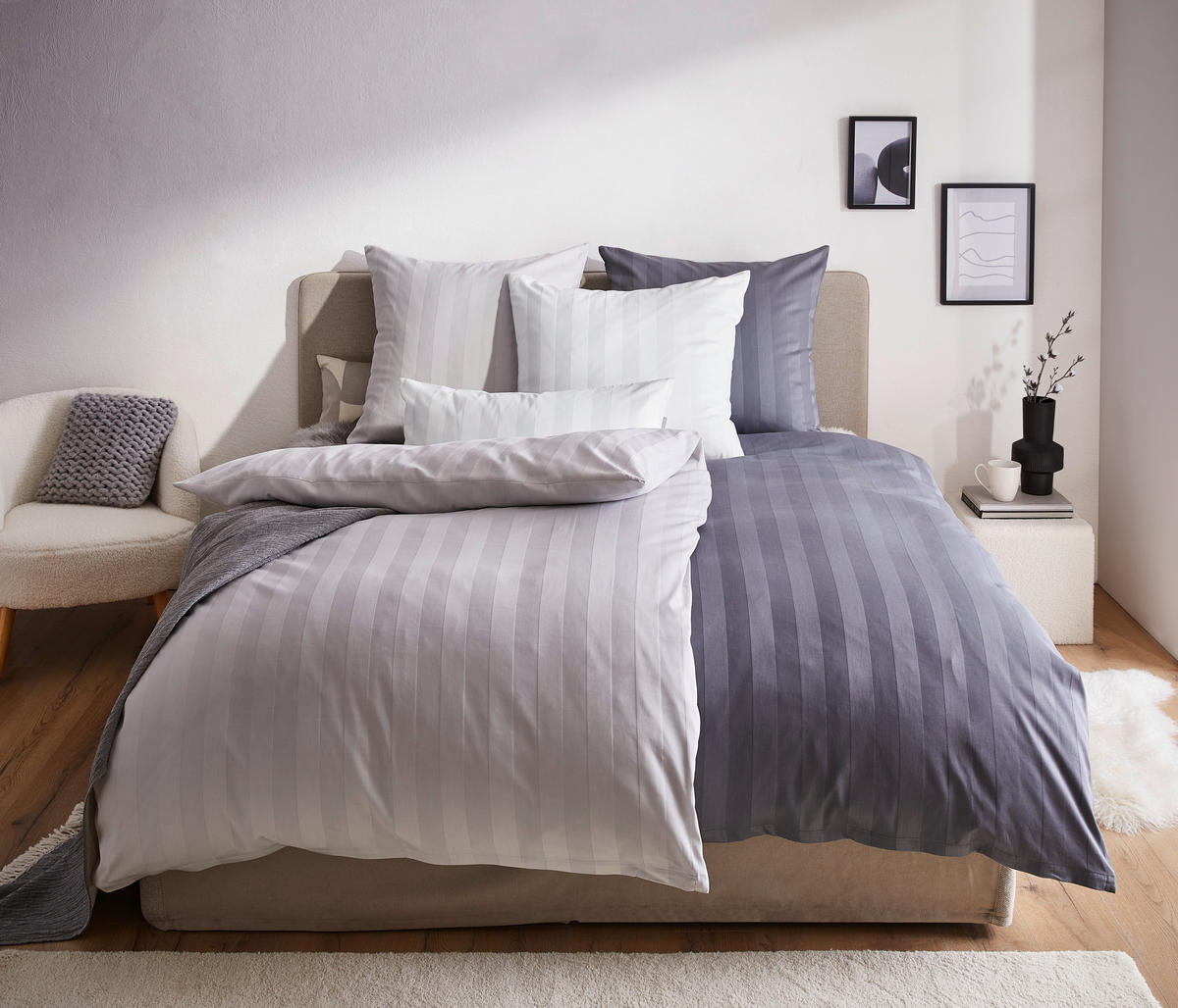 BETTWÄSCHE Dobby Satin 135/200 cm  - Weiß, KONVENTIONELL, Textil (135/200cm) - Novel