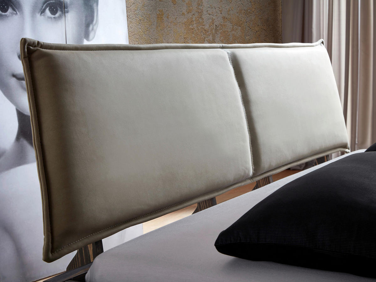 BALKENBETT 180/200 cm  in Grau, Schwarz, Beige   - Beige/Schwarz, Modern, Holz/Textil (180/200cm) - Livetastic