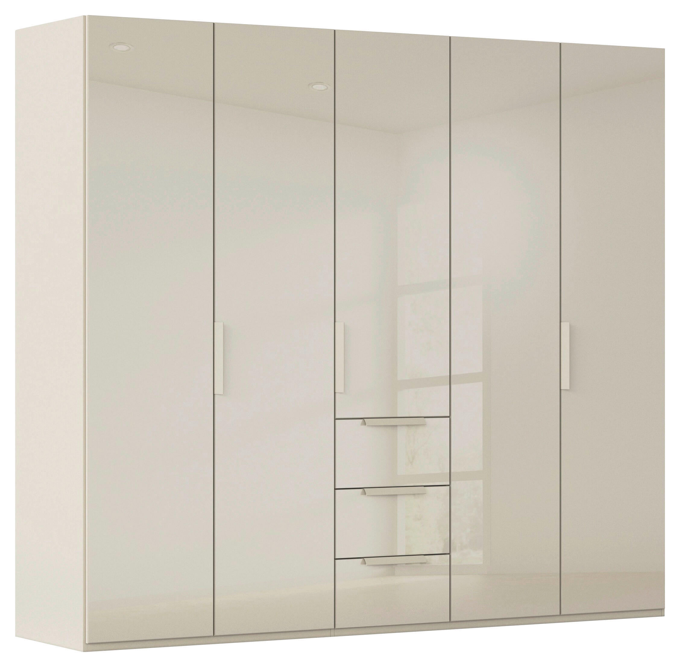 DREHTÜRENSCHRANK 251/235/61 cm,  in Champagner, 5-türig  - Champagner, Basics, Glas/Holzwerkstoff (251/235/61cm) - Novel