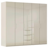 DREHTÜRENSCHRANK 251/235/61 cm,  in Champagner, 5-türig  - Champagner, Basics, Glas/Holzwerkstoff (251/235/61cm) - Novel