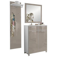 GARDEROBE 3-teilig  in 135/195/37 cm  - Taupe/Weiss, Design, Glas/Holzwerkstoff (135/195/37cm)