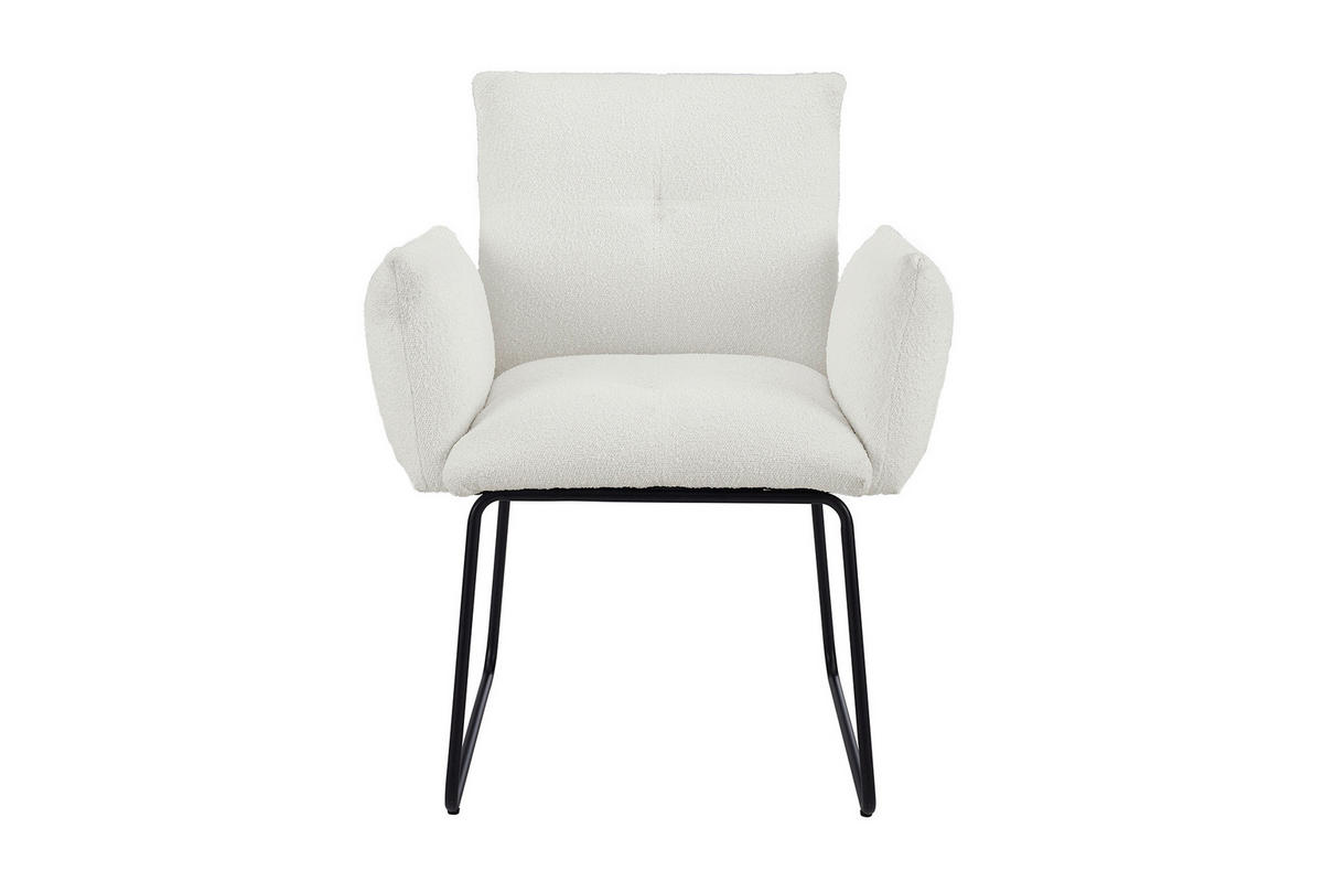 ŽIDLE S PODRUČKAMI, buklé, bílá - bílá/černá, Moderní, kov/textil (73,5/87/64,5cm) - Livetastic