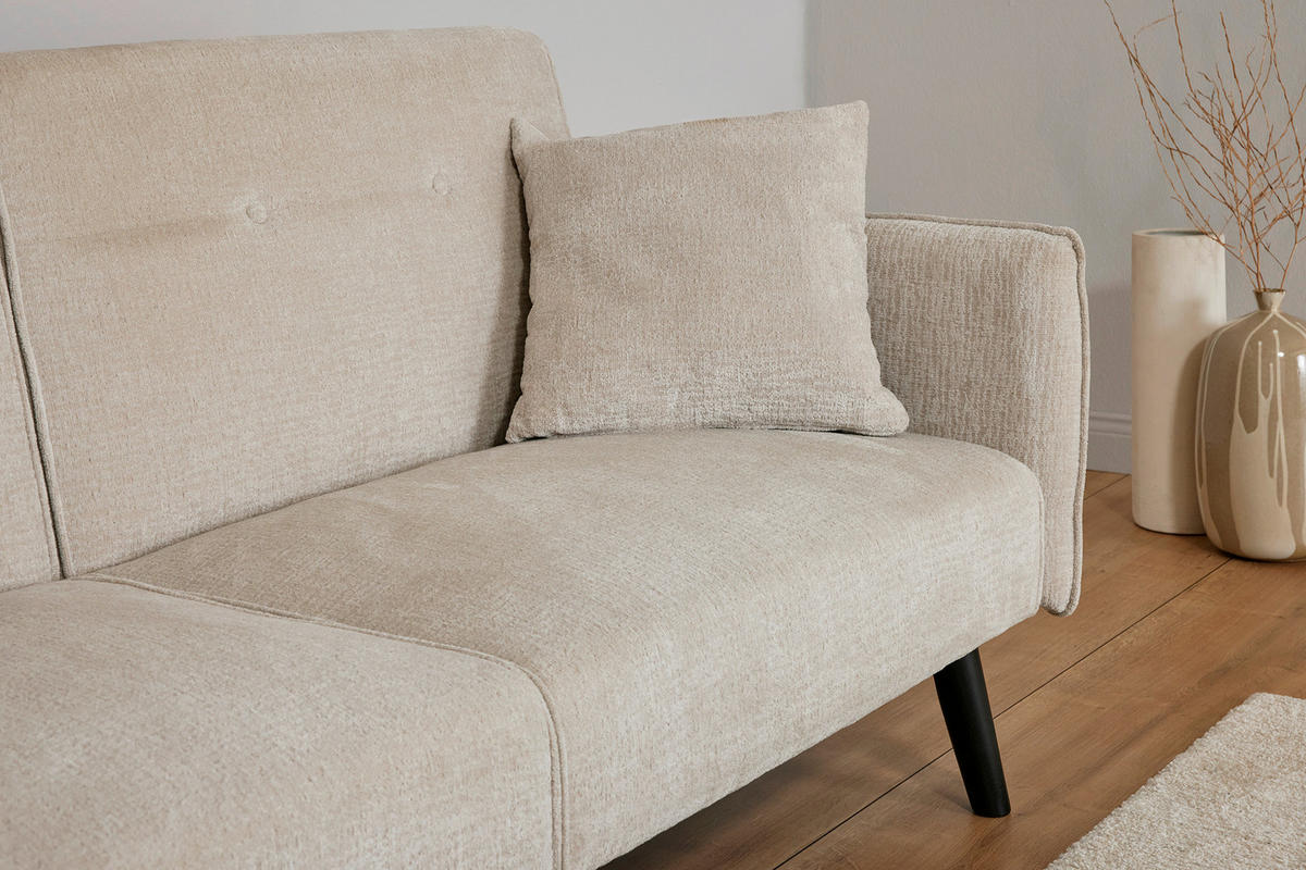 SCHLAFSOFA Bouclé Champagner  - Champagner/Schwarz, MODERN, Holz/Textil (191/83/84cm) - Livetastic