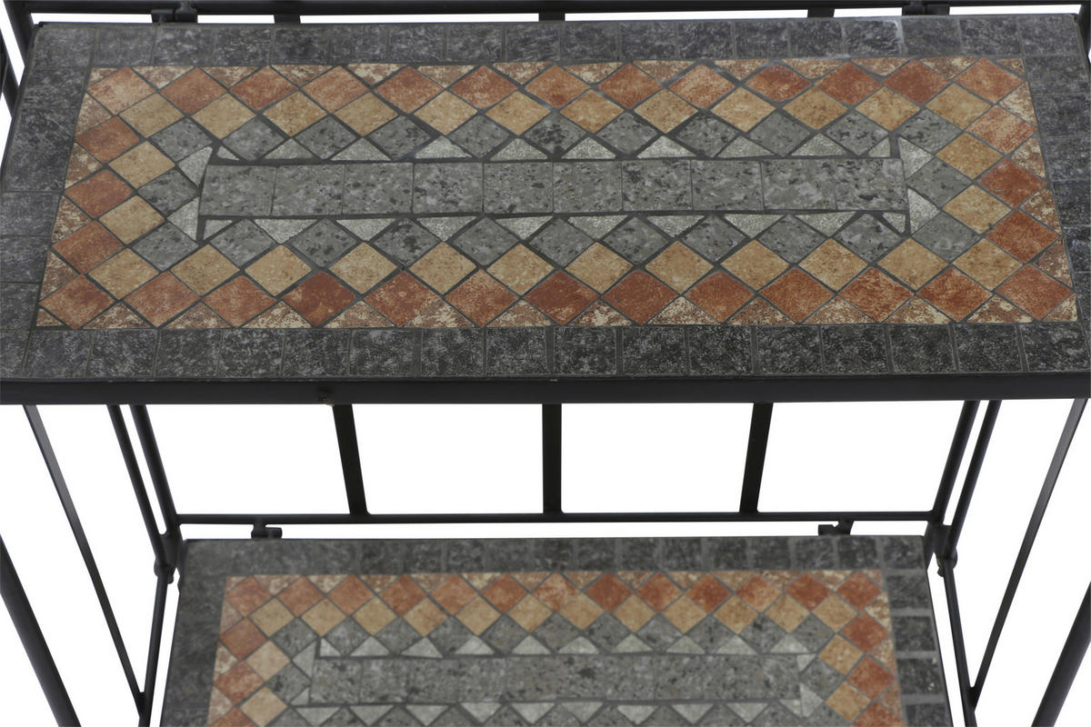 GARTENREGAL Keramik, Metall  - Multicolor/Schwarz, MODERN, Keramik/Metall (62/142/29cm) - Siena Garden