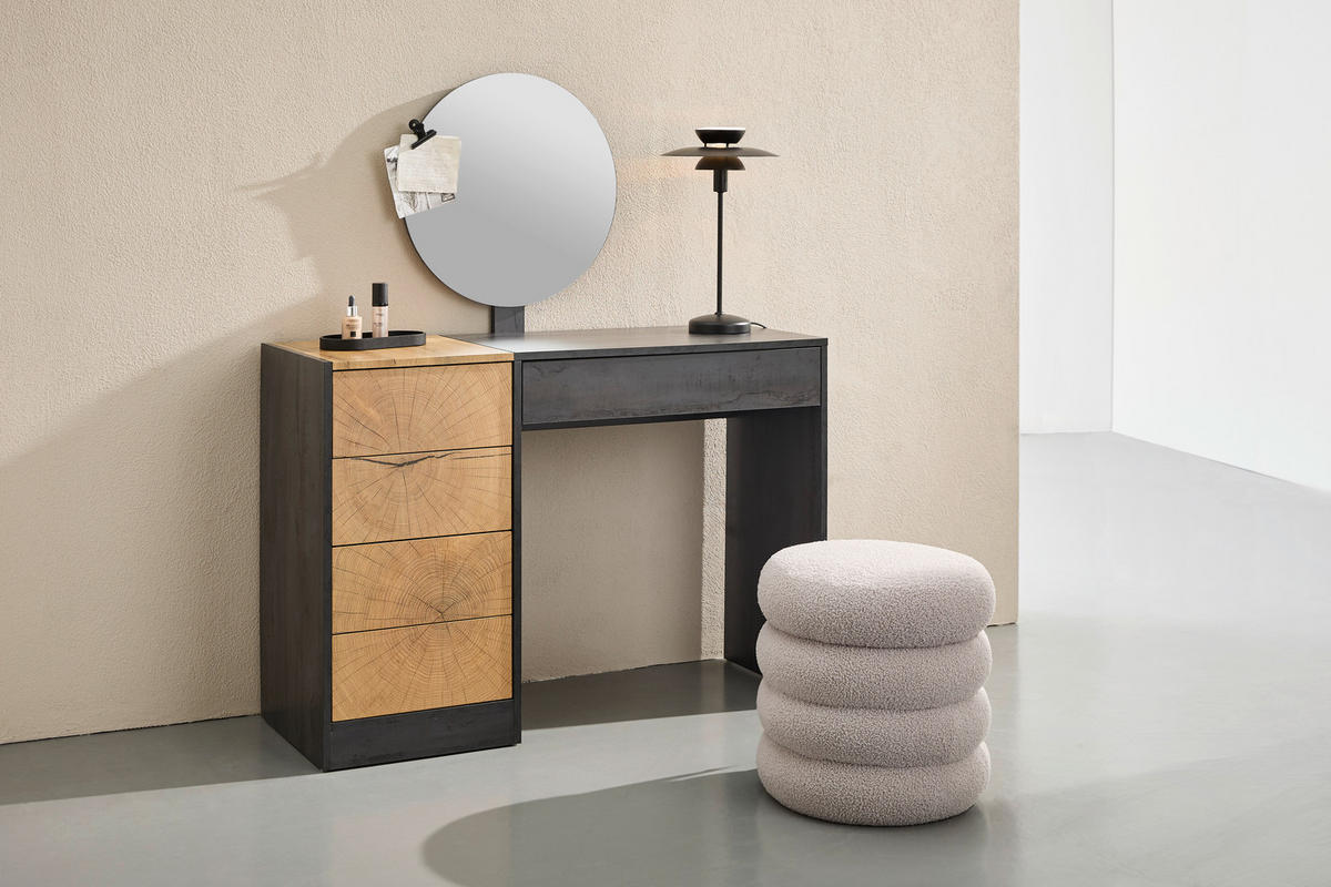 SCHMINKTISCH Grau, Eichefarben  - Eichefarben/Grau, Design, Glas/Holzwerkstoff (110/40/132cm) - Carryhome