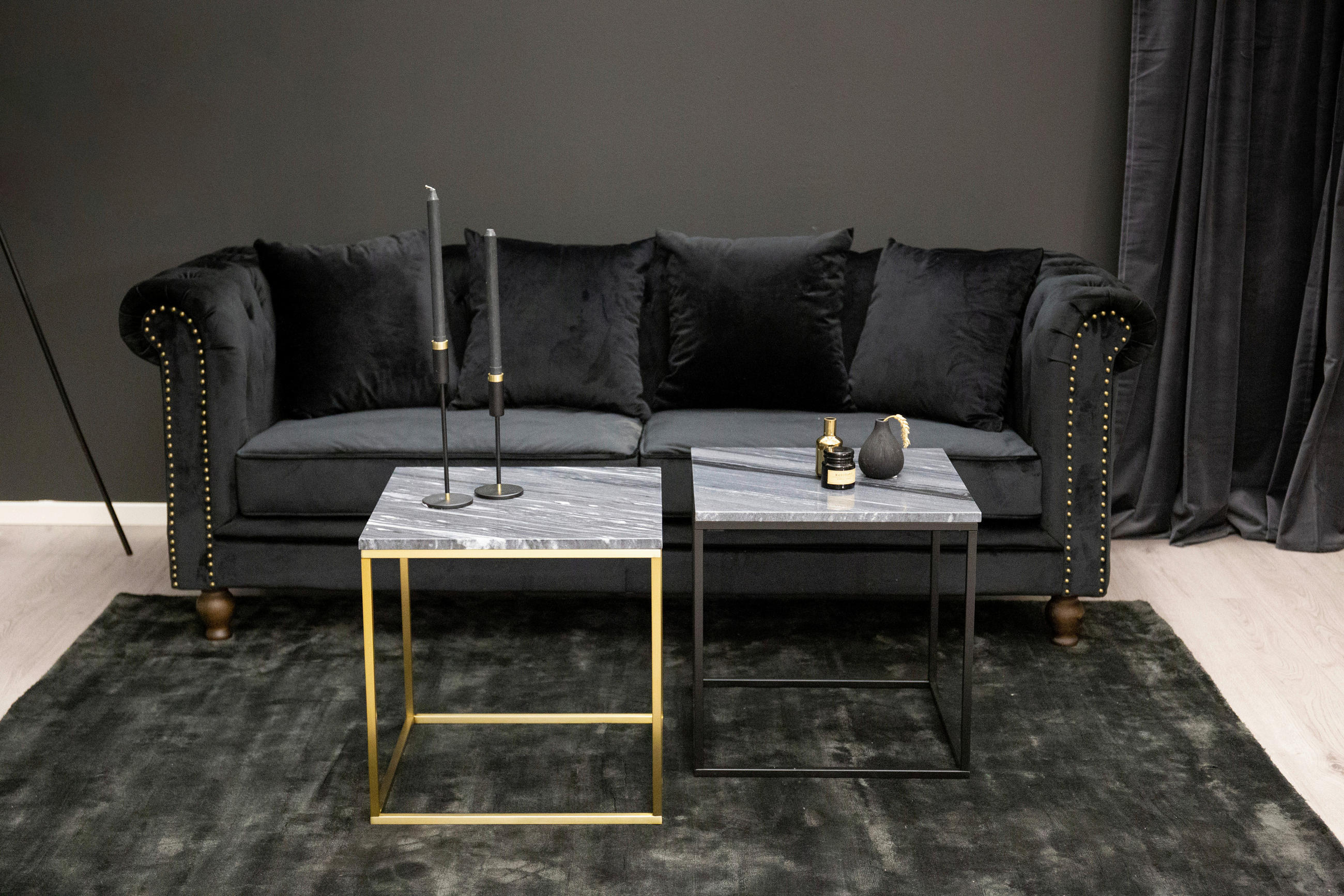 CHESTERFIELDSOFFA i svart  - svart, Design, textil (217/80/88cm) - Livetastic