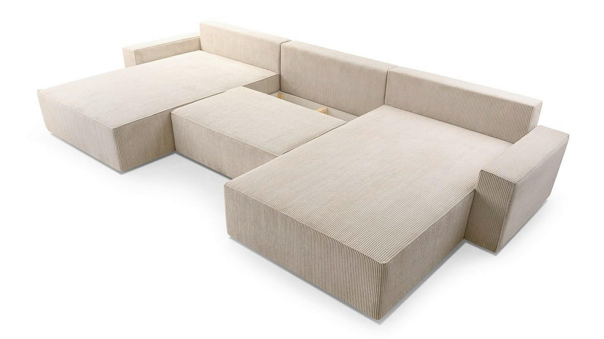 WOHNLANDSCHAFT BRAZIL U in Hellbraun  - Hellbraun/Schwarz, Design, Kunststoff/Textil (200/410/200cm) - MID.YOU