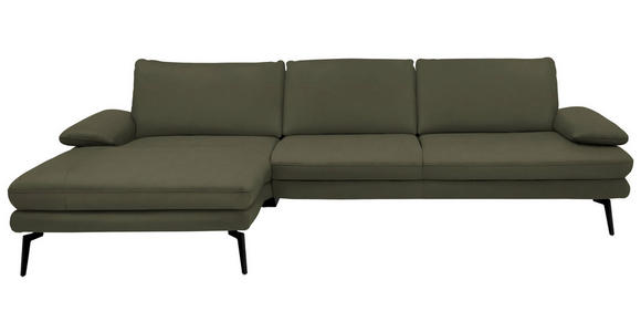 ECKSOFA in Echtleder Grün 180/310 cm - Schwarz/Grün, Design, Leder/Metall (180/310cm) - Dieter Knoll