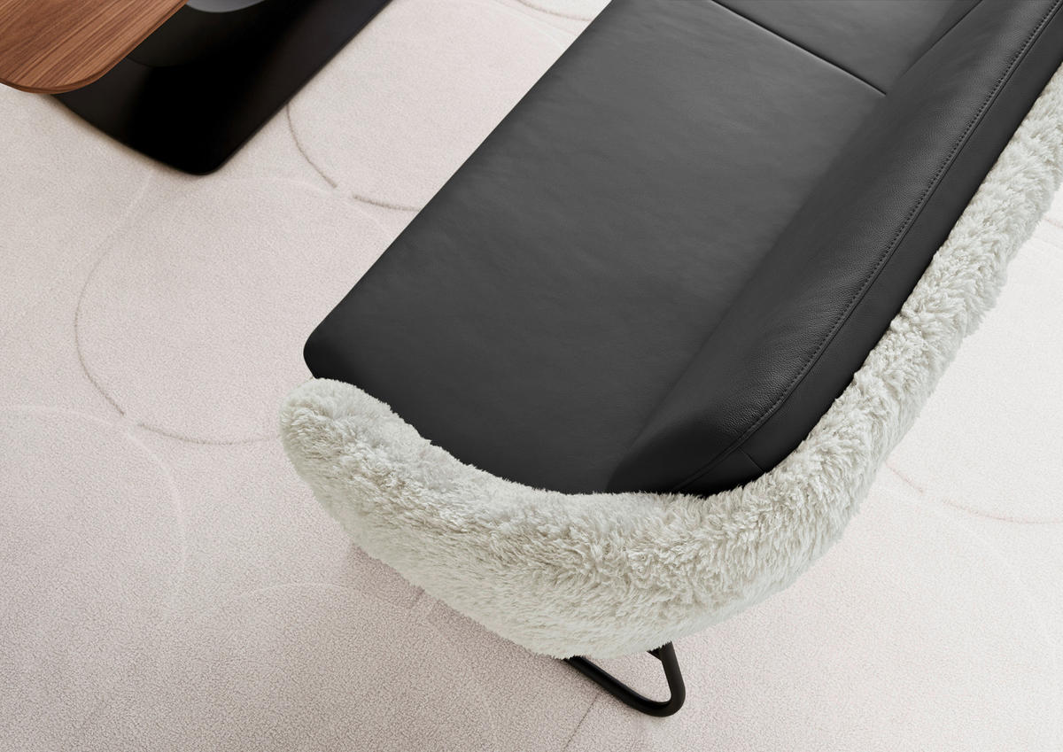 SITZBANK 219/87/78 cm  in Dunkelbraun, Beige  - Dunkelbraun/Beige, Design, Leder/Textil (219/87/78cm) - Koinor