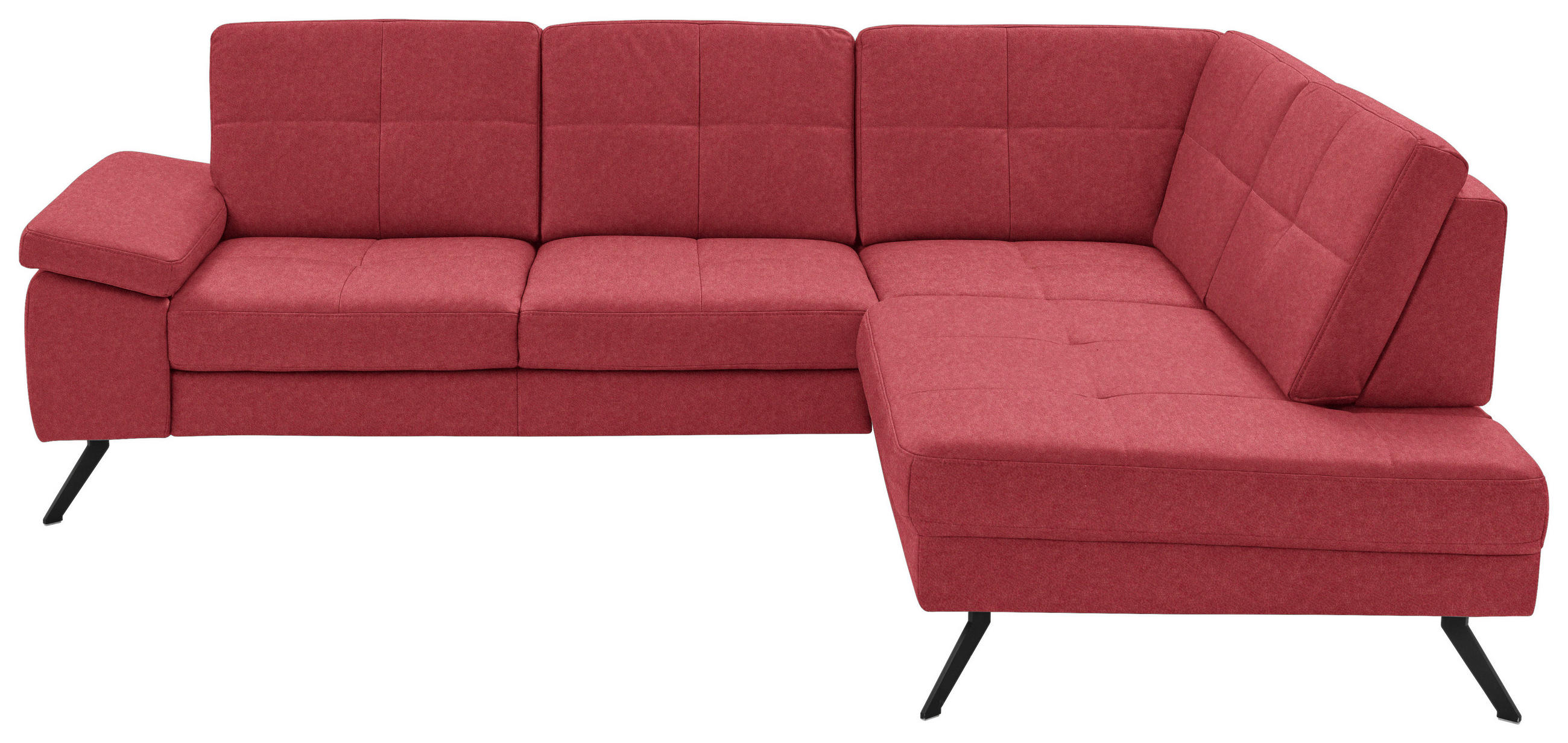 ECKSOFA in Lederlook, Mikrofaser Rot  - Rot/Schwarz, Design, Textil/Metall (261/220cm) - Beldomo System