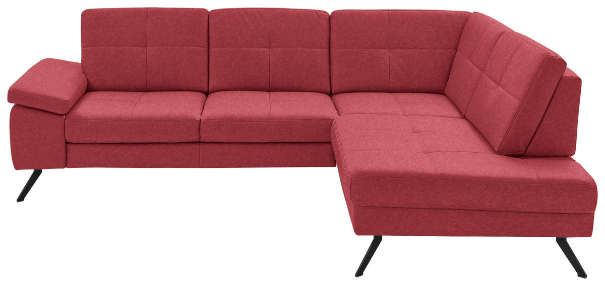 ECKSOFA in Lederlook, Mikrofaser Rot  - Rot/Schwarz, Design, Textil/Metall (261/220cm) - Beldomo System