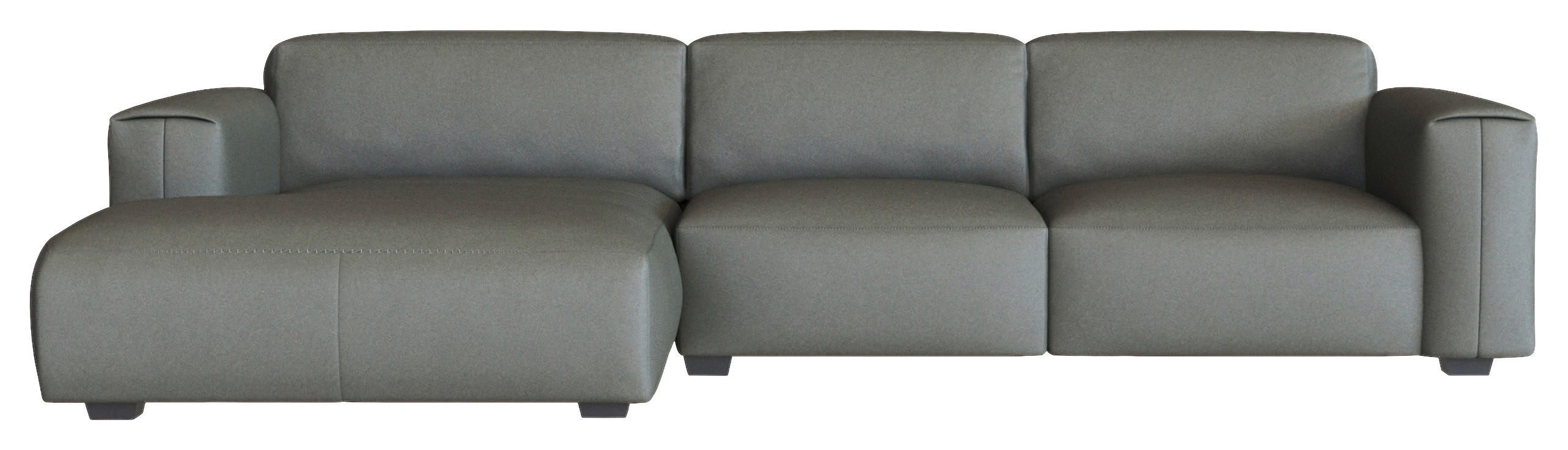 ECKSOFA Dunkelgrau Echtleder  - Dunkelgrau/Schwarz, Design, Leder/Holz (171/317cm) - Livetastic