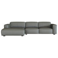ECKSOFA Dunkelgrau Echtleder  - Dunkelgrau/Schwarz, Design, Leder/Holz (171/317cm) - Livetastic