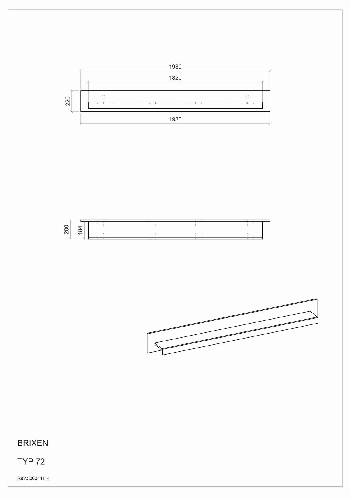 WANDBOARD Holzwerkstoff Weiß, Eichefarben  - Eichefarben/Weiß, Design, Holzwerkstoff (198/21/20cm) - MID.YOU
