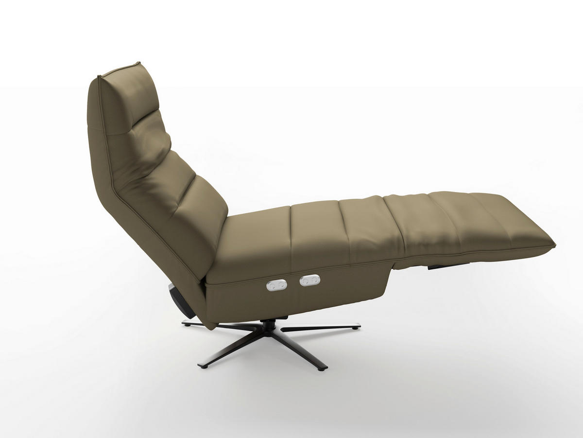 RELAXAČNÍ KŘESLO, kůže, olivově zelená - černá/olivově zelená, Basics, kov/kůže (80/109/98cm) - Sit & More