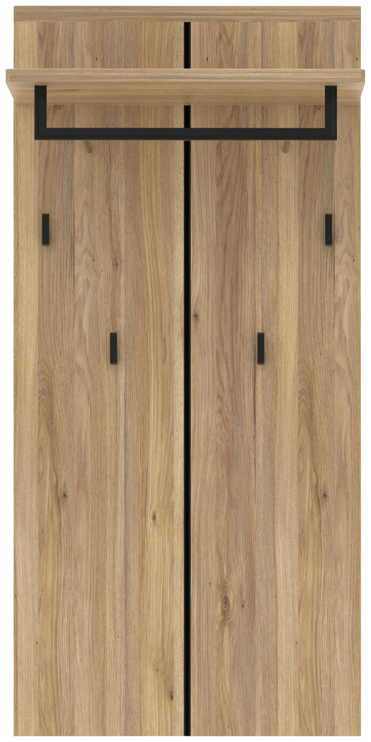 GARDEROBENPANEEL  in 60/127/30 cm  - Eichefarben/Schwarz, Konventionell, Holzwerkstoff/Metall (60/127/30cm) - Xora