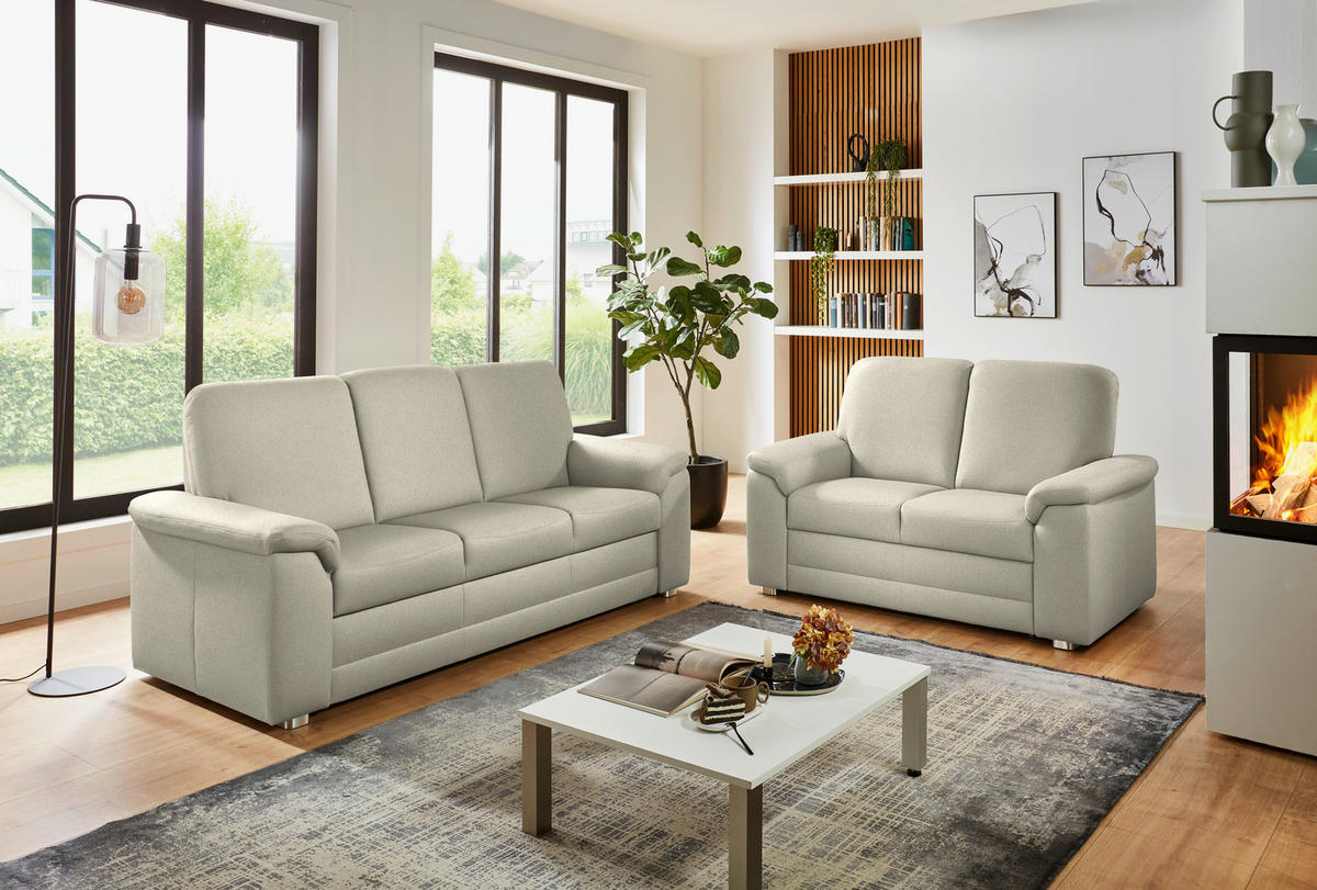 3-SITZER-SOFA Chenille Silberfarben  - Silberfarben/Alufarben, Konventionell, Textil/Metall (208/96/89cm) - Beldomo Comfort