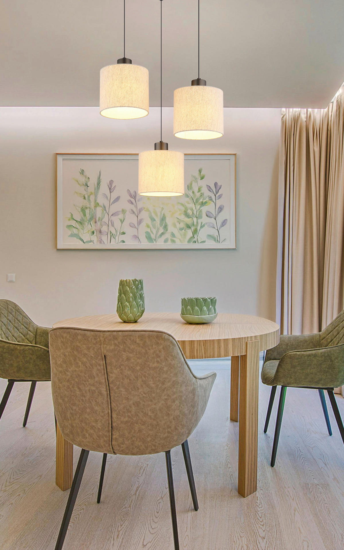 LED-HÄNGELEUCHTE 49/180 cm  - Schwarzchrom/Creme, Design, Kunststoff/Textil (49/180cm) - Globo