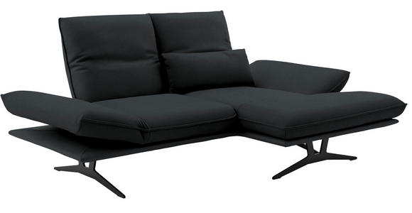 ECKSOFA in Echtleder Grau  - Schwarz/Grau, Design, Leder/Metall (210/130cm) - Dieter Knoll