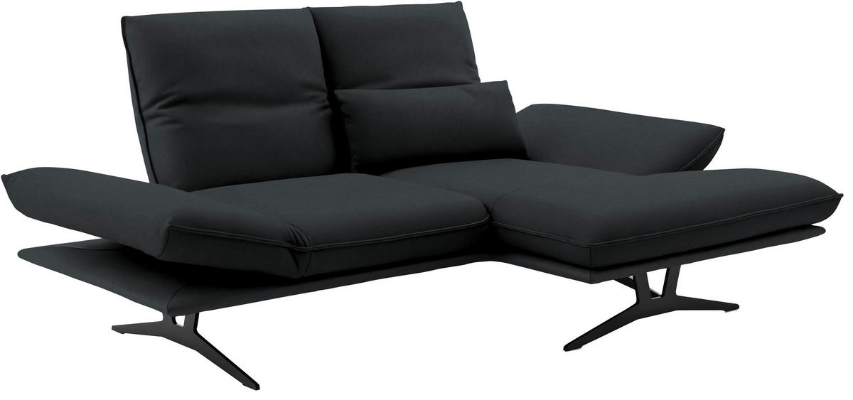 ECKSOFA in Echtleder Grau  - Schwarz/Grau, Design, Leder/Metall (210/130cm) - Dieter Knoll
