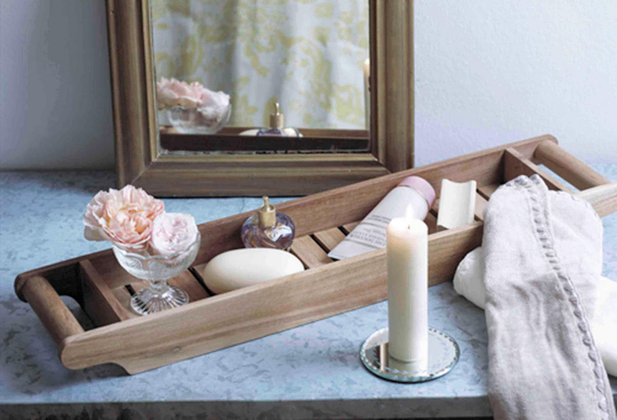 BADEWANNENABLAGE Holz  - Naturfarben/Teakfarben, Design, Holz (68/6/15cm) - Livetastic