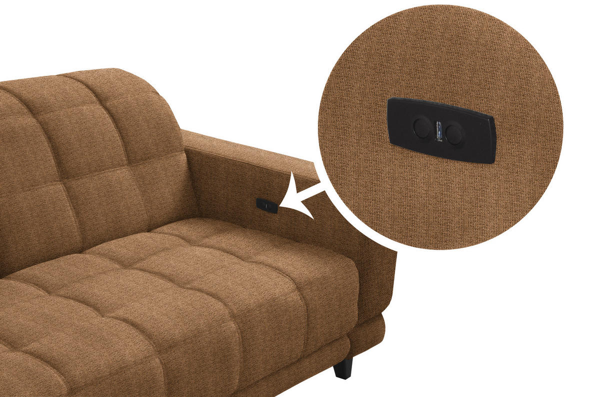 ECKSOFA in Webstoff Braun  - Schwarz/Braun, Design, Holz/Textil (216/302cm) - Xora