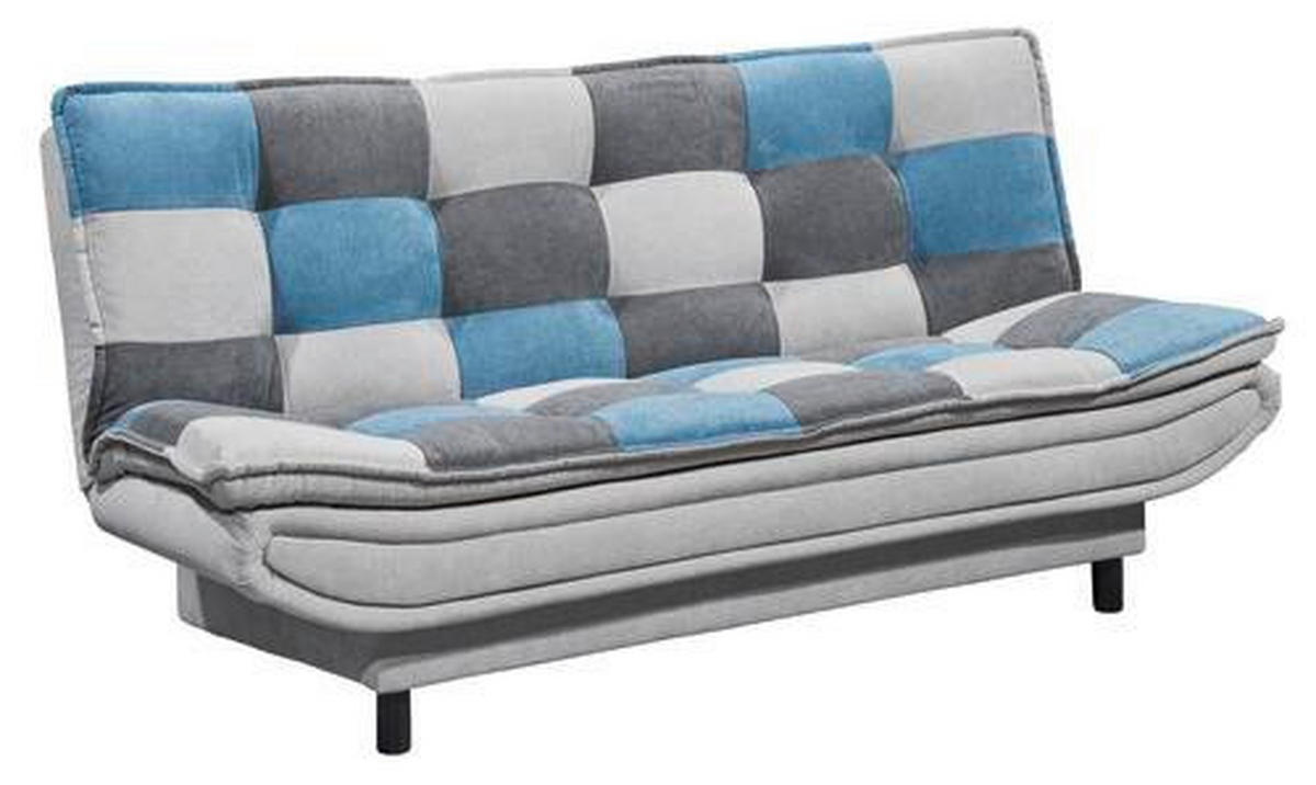 SCHLAFSOFA in Mikrovelours Blau, Silberfarben, Dunkelgrau  - Blau/Dunkelgrau, Basics, Holzwerkstoff/Kunststoff (188/90/89cm) - MID.YOU