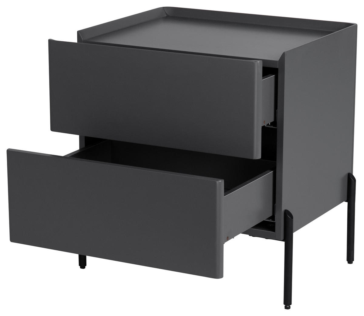 NACHTSCHRANK 50/55/40 cm  - Schwarz/Grau, Design, Holzwerkstoff/Metall (50/55/40cm) - Livetastic
