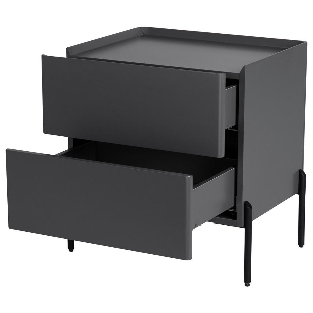 Thumbnail - Livetastic Nachtschrank, Grau, Metall, Holzwerkstoff, 2 Schubladen, 50x55x40 cm, Schlafzimmer, Nachttische