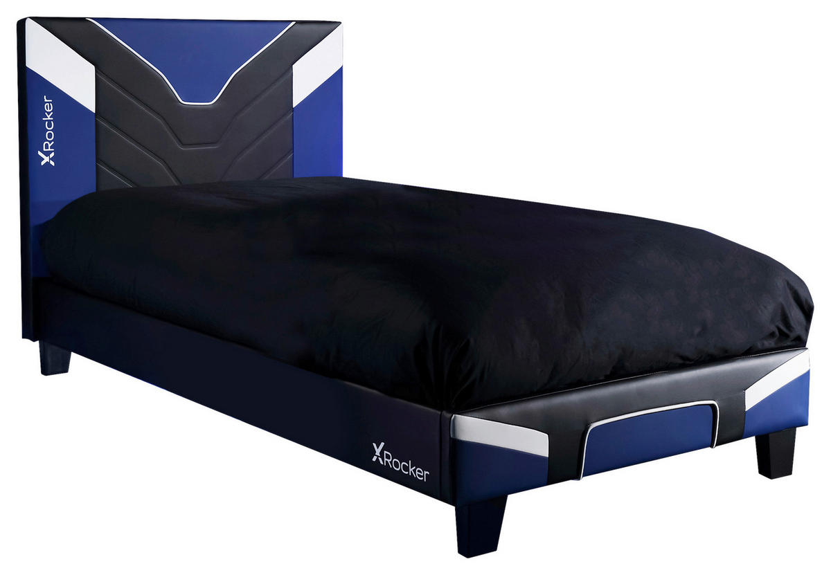 BETT 90/190 cm,  in Blau, Schwarz, Weiß  - Blau/Schwarz, MODERN, Holzwerkstoff/Kunststoff (90/190cm) - X Rocker