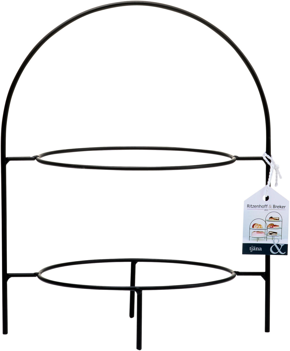 Platou Etajat Prăjituri cu 2 etaje - negru, Basics, metal (22/28cm)