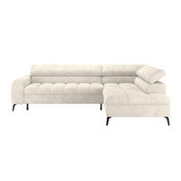 ECKSOFA Creme Bettkasten, Rücken echt, Kopfteilverstellung  - Creme/Schwarz, Trend, Kunststoff/Textil (261/203cm) - Livetastic