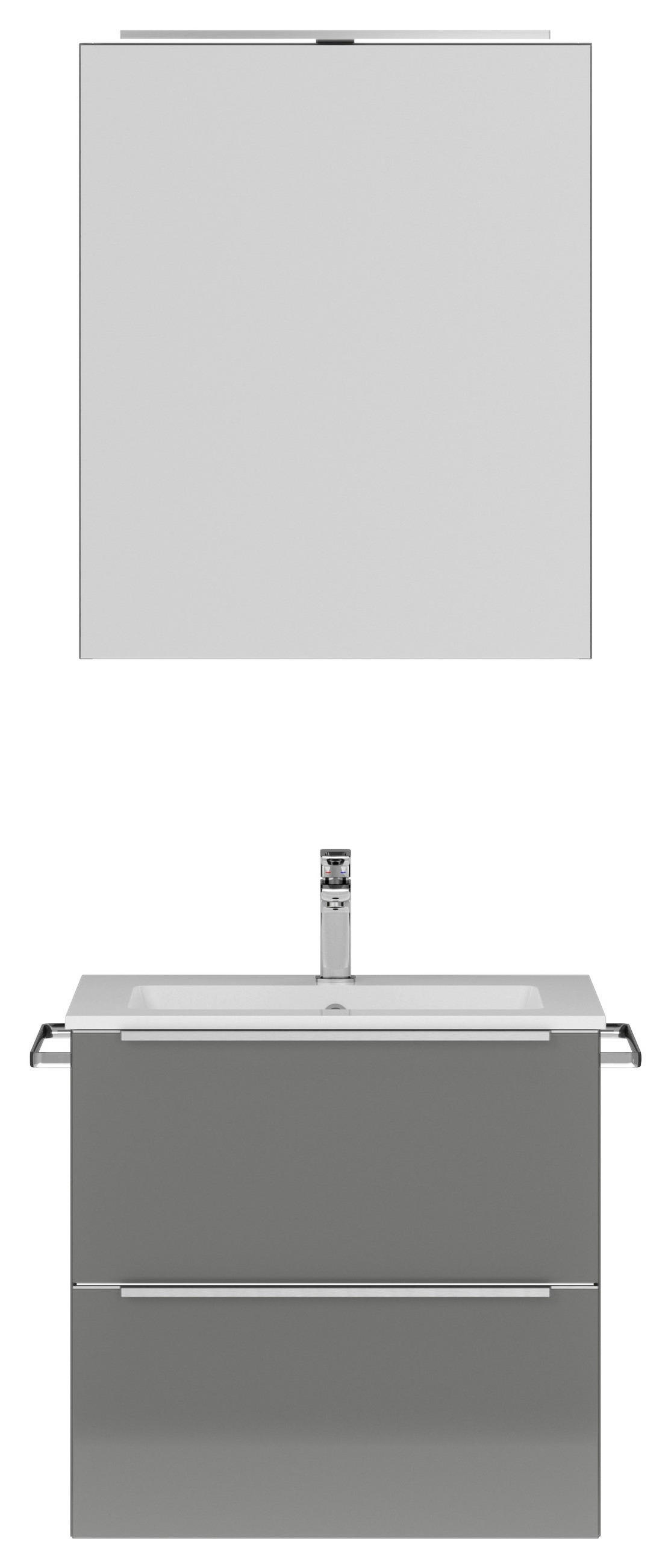 BADEZIMMER  in 61 cm  - Schieferfarben/Edelstahlfarben, MODERN, Holzwerkstoff/Stein (61cm) - Nobilia