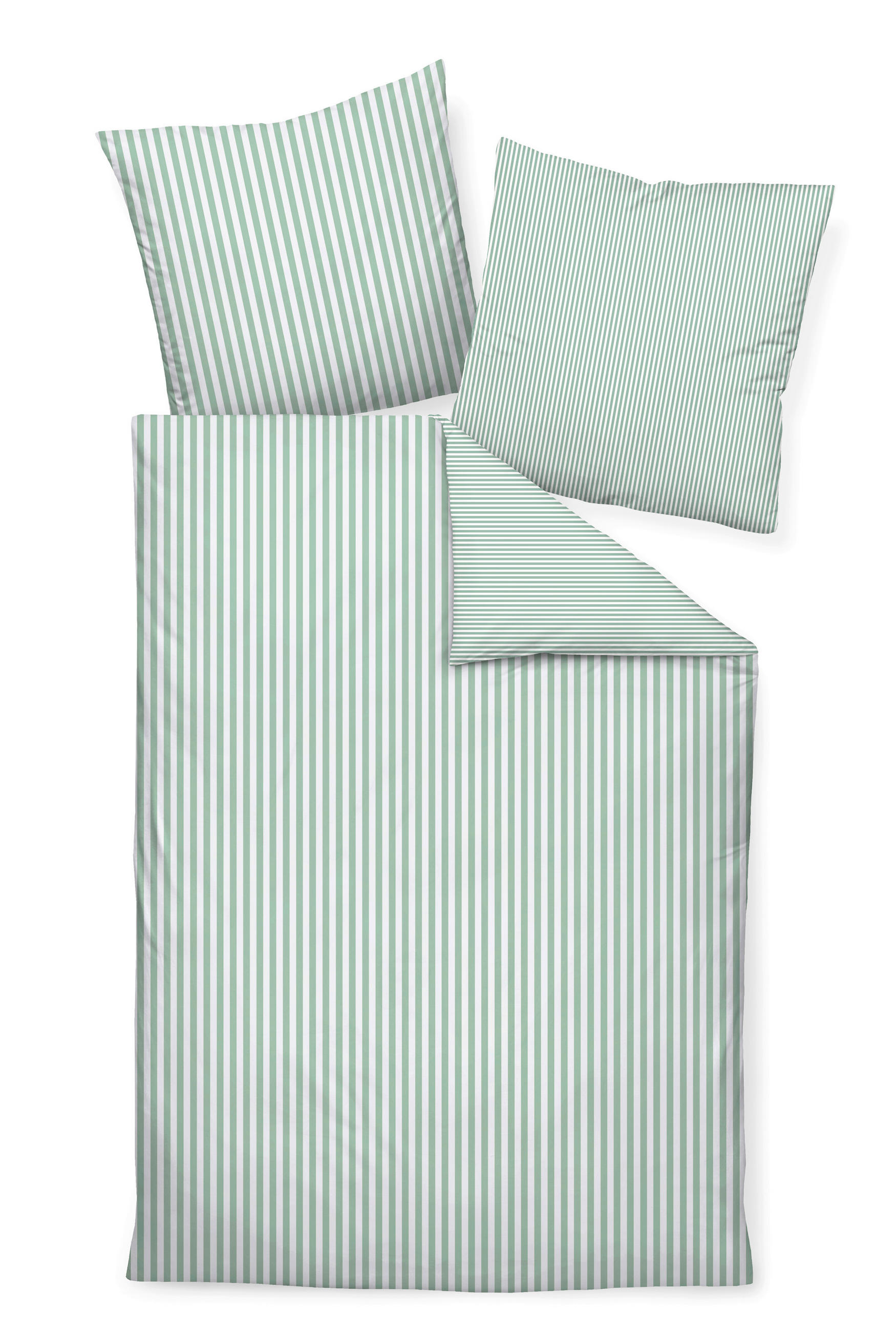 WENDEBETTWÄSCHE Giorgio Makosatin 135/200 cm  - Jadegrün/Weiß, KONVENTIONELL, Textil (135/200cm) - Janine