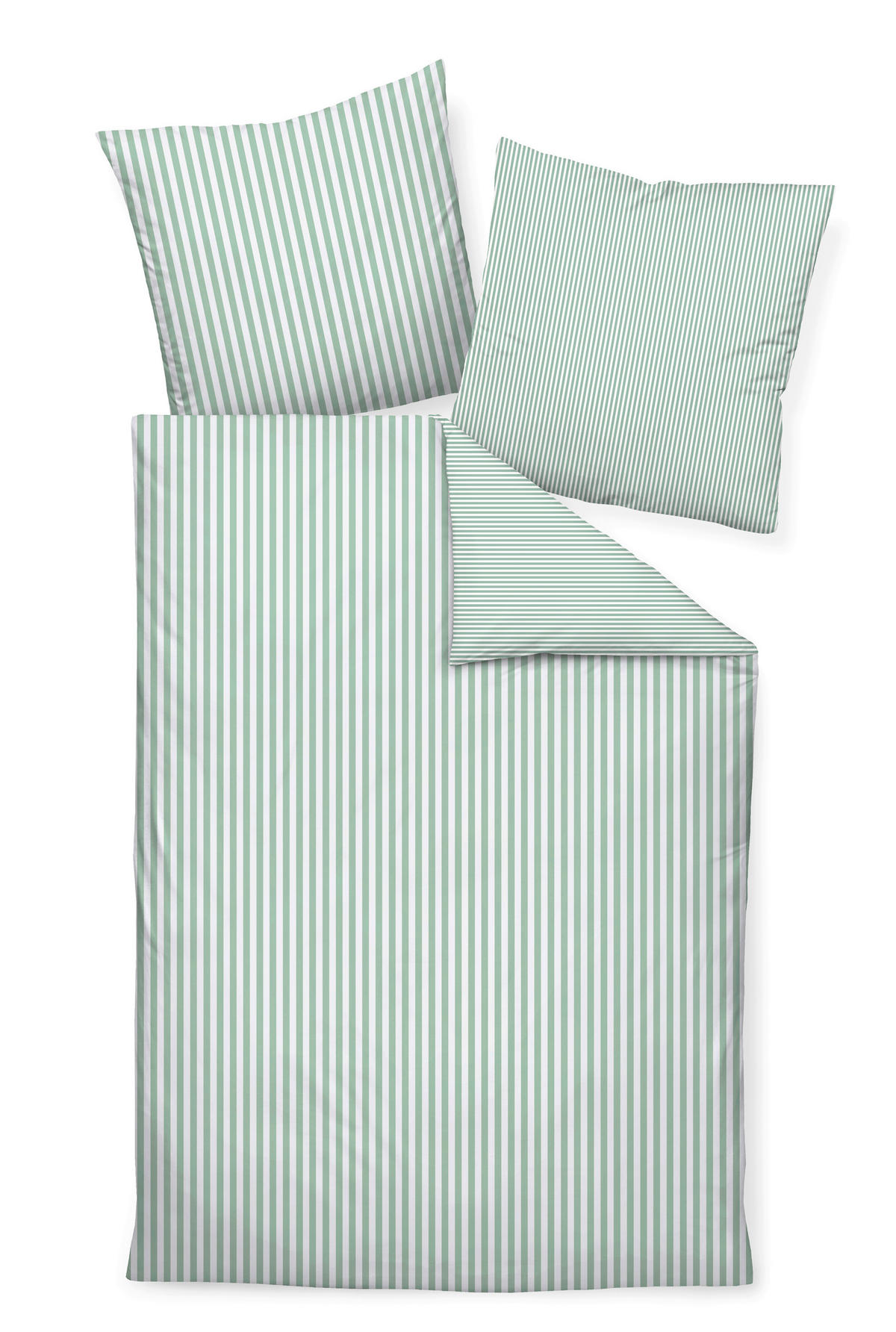 WENDEBETTWÄSCHE Giorgio Makosatin 135/200 cm  - Jadegrün/Weiß, KONVENTIONELL, Textil (135/200cm) - Janine