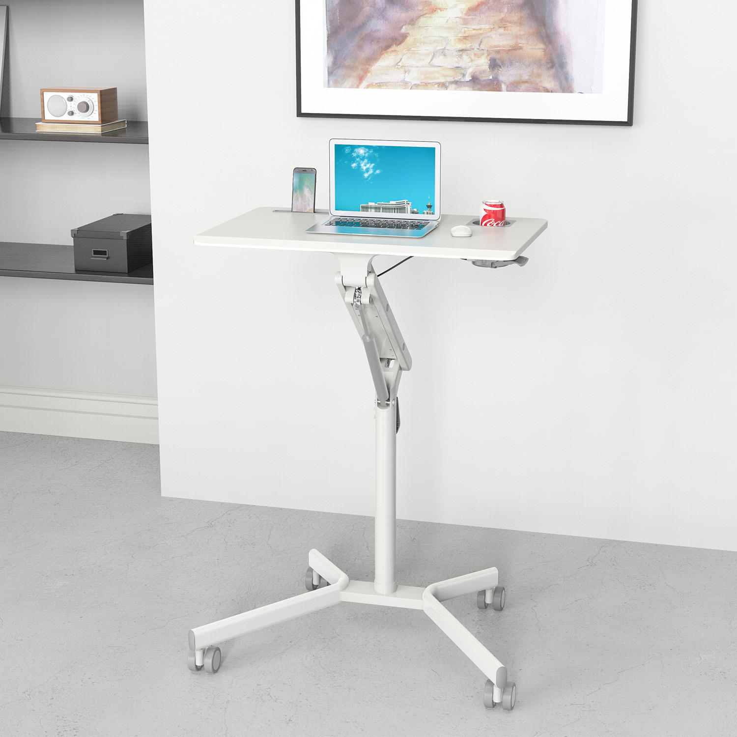 SKRIVBORD  i vit  - vit, Basics, metall/trämaterial (77/73-105/57cm) - MID.YOU