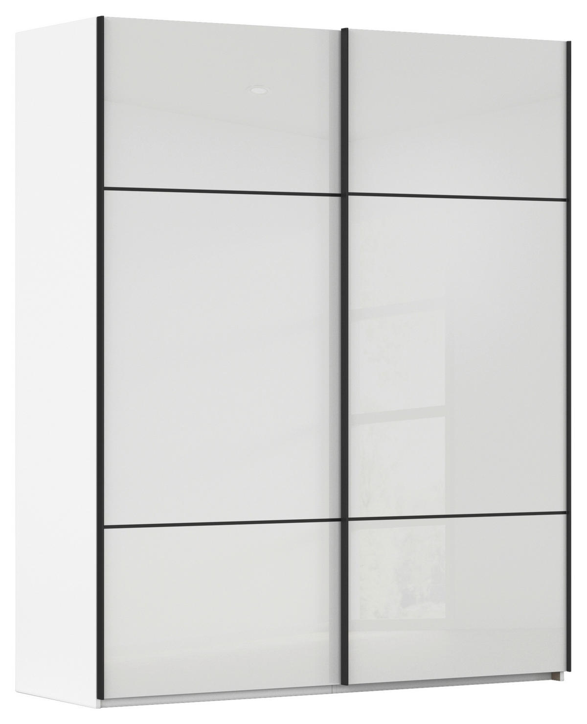 SCHWEBETÜRENSCHRANK 162/223/68 cm 2-türig Weiß  - Schwarz/Weiß, KONVENTIONELL, Glas/Holzwerkstoff (162/223/68cm) - Novel