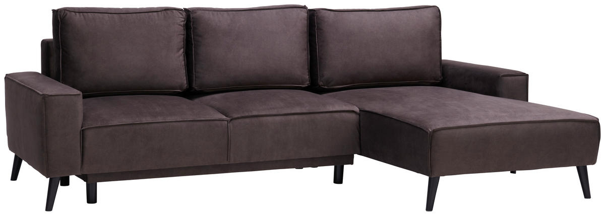 ECKSOFA in Velours Taupe  - Taupe/Schwarz, Basics, Holz/Textil (260/161cm) - Carryhome