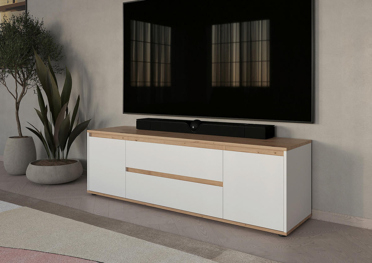 LOWBOARD  160/50/42 cm 2 Schublade(n) stehend  - Schwarz/Weiß, MODERN, Holzwerkstoff/Kunststoff (160/50/42cm) - Carryhome