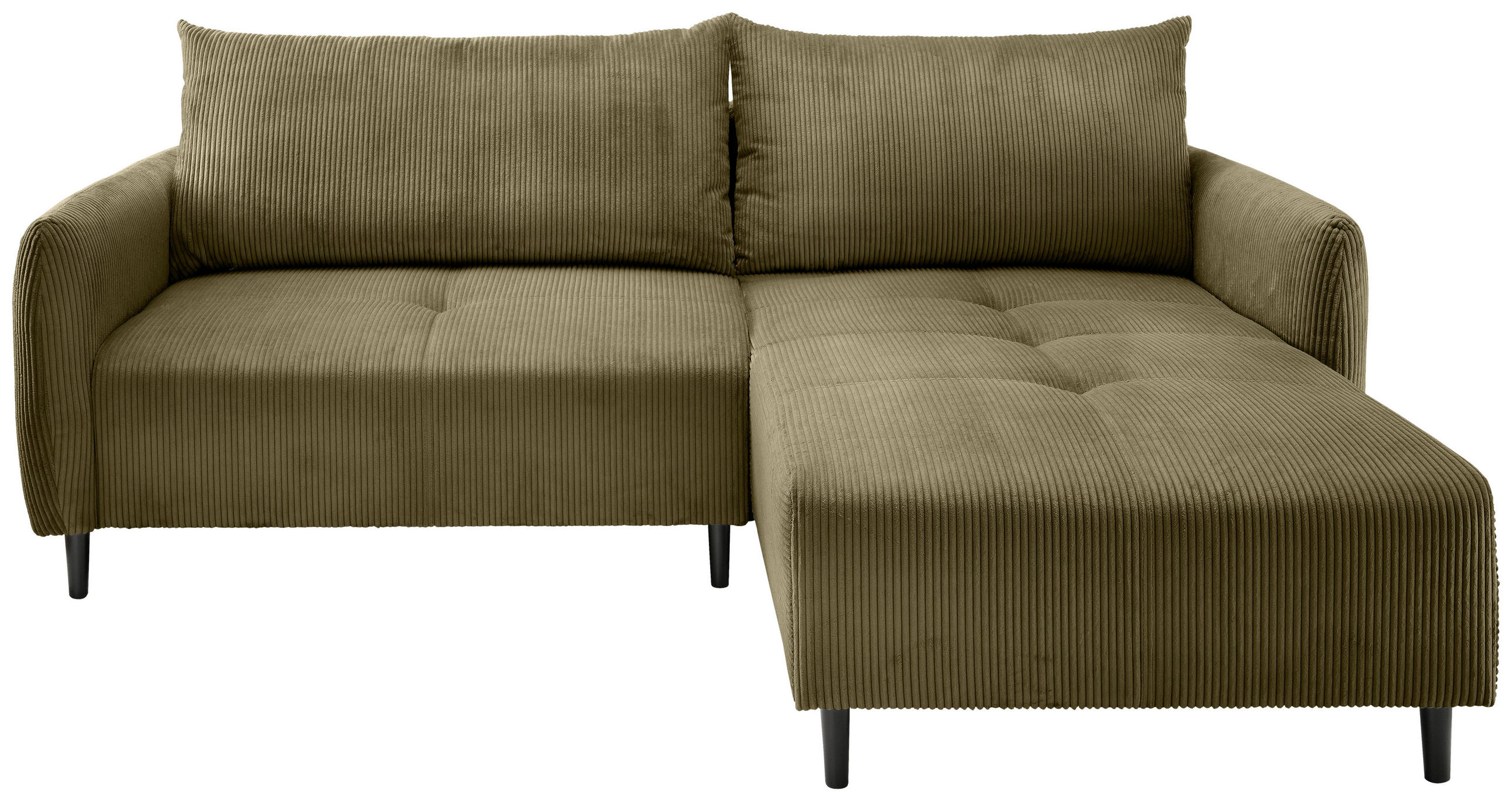 ECKSOFA in Cord Olivgrün  - Schwarz/Olivgrün, Basics, Holz/Textil (238/174cm) - Livetastic