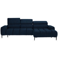 ECKSOFA Dunkelblau Webstoff  - Schwarz/Dunkelblau, Design, Textil/Metall (270/177cm) - Welnova