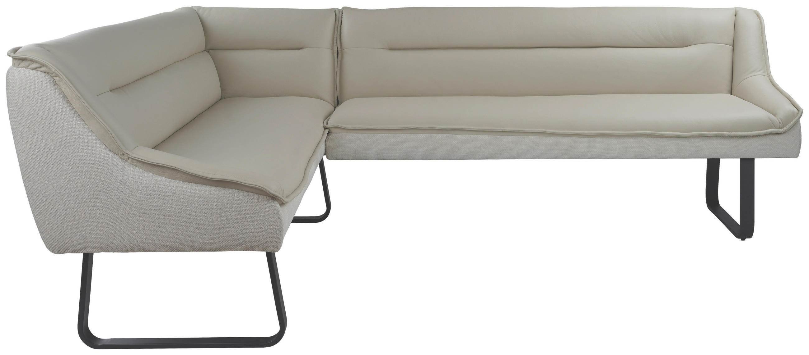 ECKBANK 178/237 cm Struktur Echtleder Schwarz, Beige   - Beige/Schwarz, Design, Leder/Textil (178/237cm) - Novel