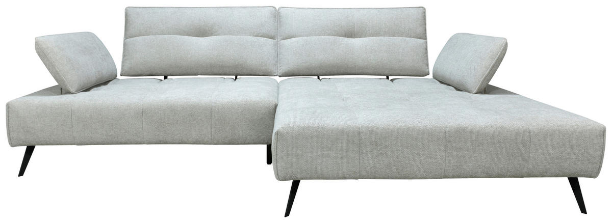 ECKSOFA Ottomane rechts  Greige Chenille  - Greige/Schwarz, Design, Textil/Metall (284/188cm) - Stylife