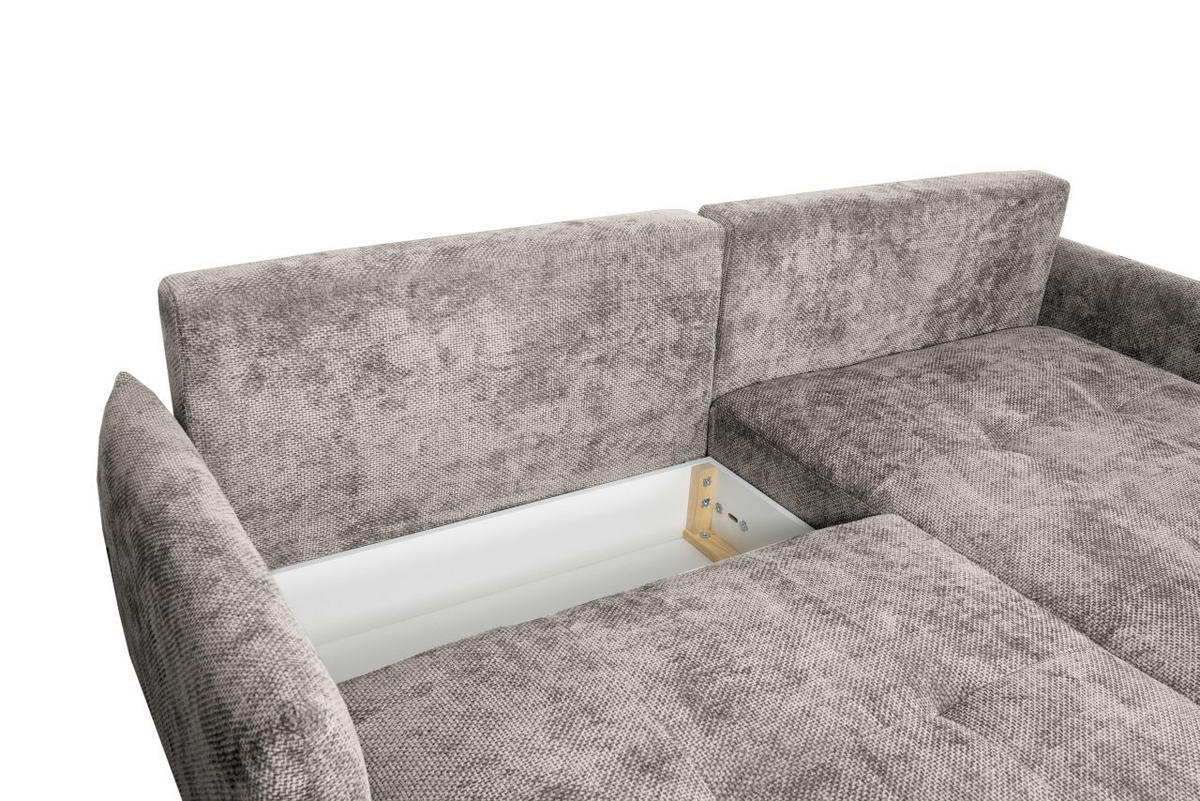 UGAONA GARNITURA sivobraon  - crna/sivobraon, Moderno, tekstil/metal (221/142cm) - Carryhome