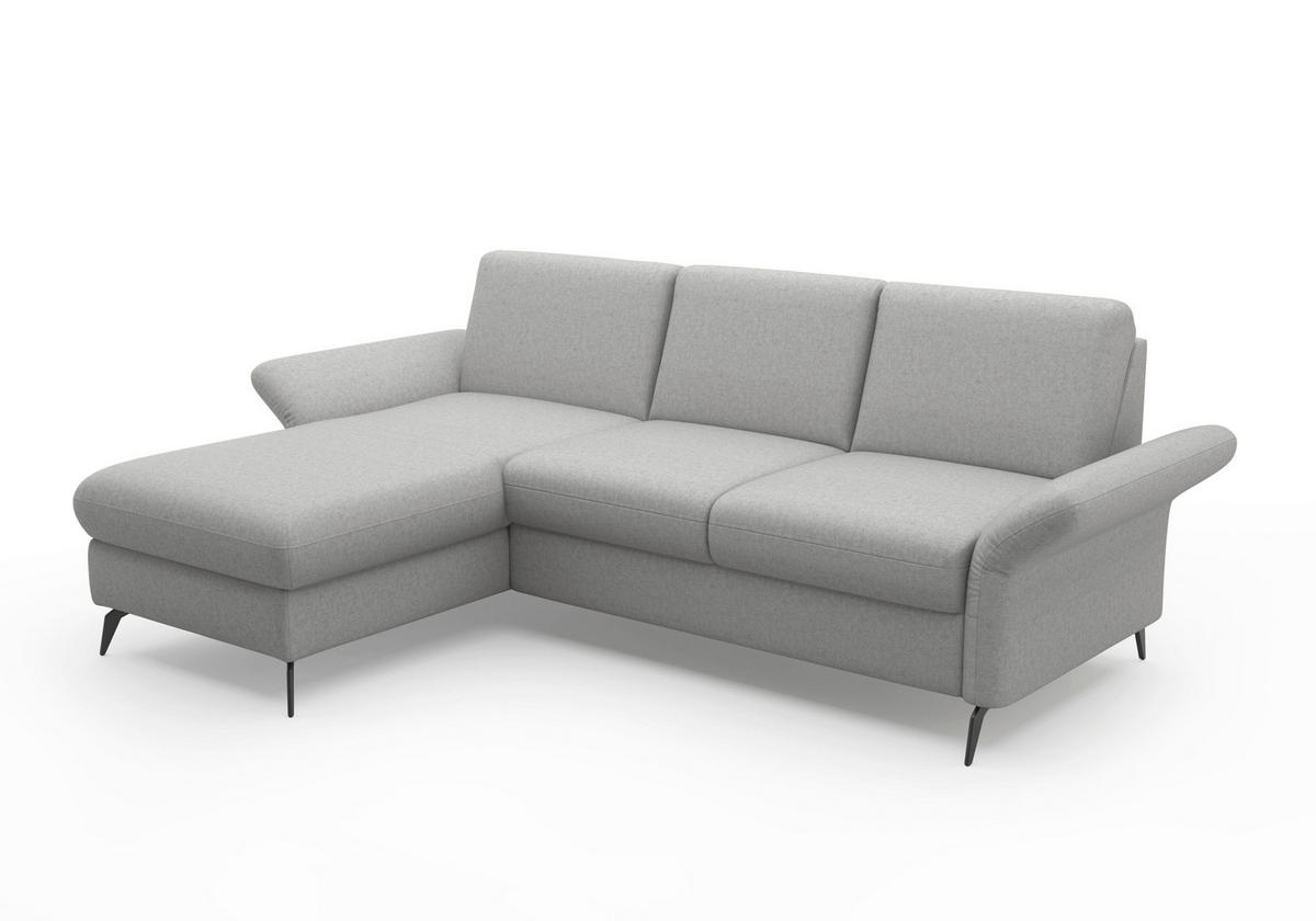 ECKSOFA ROCHELLE E Hellgrau Flachgewebe  - Hellgrau/Schwarz, KONVENTIONELL, Textil/Metall (164/251cm) - Sit & More