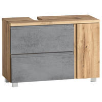 SKRINKA POD UMÝVADLO, 85/56/35 cm - svetlosivá/dub wotan, Modern, kompozitné drevo (85/56/35cm) - Held