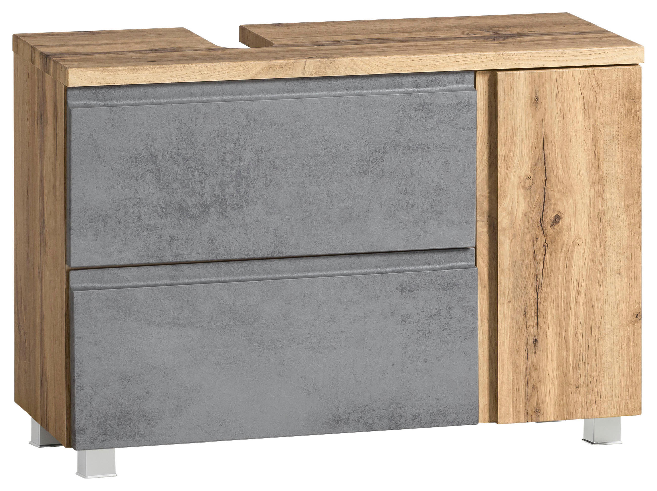 Waschbeckenunterschrank Varese B: 85 cm Hellgrau/Eiche Wotan