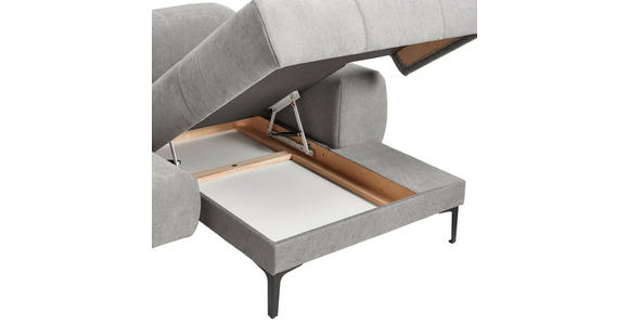 ECKSOFA inkl. Funktionen Grau Chenille  - Schwarz/Grau, Design, Textil/Metall (311/167cm) - Xora
